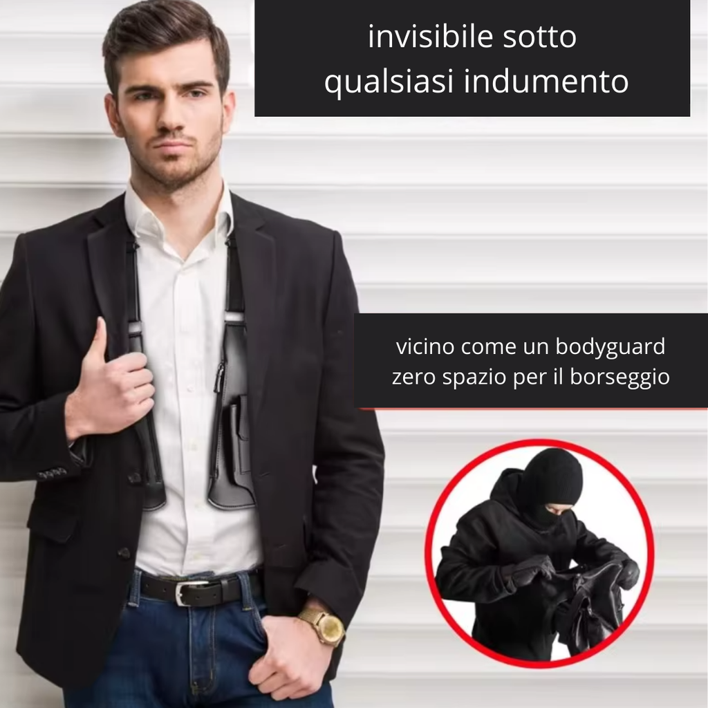 Marsupio Spalle in Pelle Uomo – Borsa Antifurto Crossbody Vintage Multi-Tasca